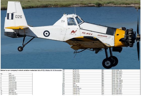 PZL-Mielec M-18 Dromader Aircraft Spare Parts